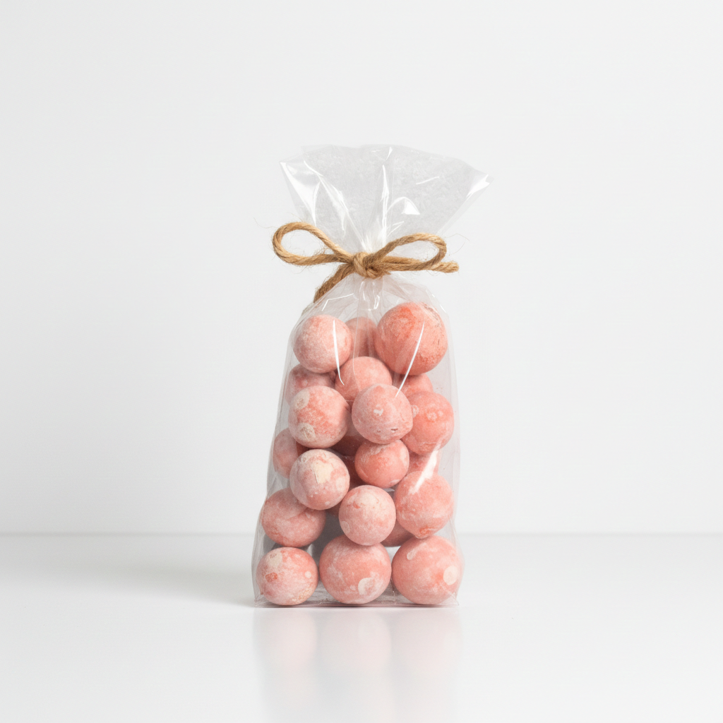 Sušený ořech / Fruit Ball – růžová, dekorativní sušený plod do aranžmá a váz